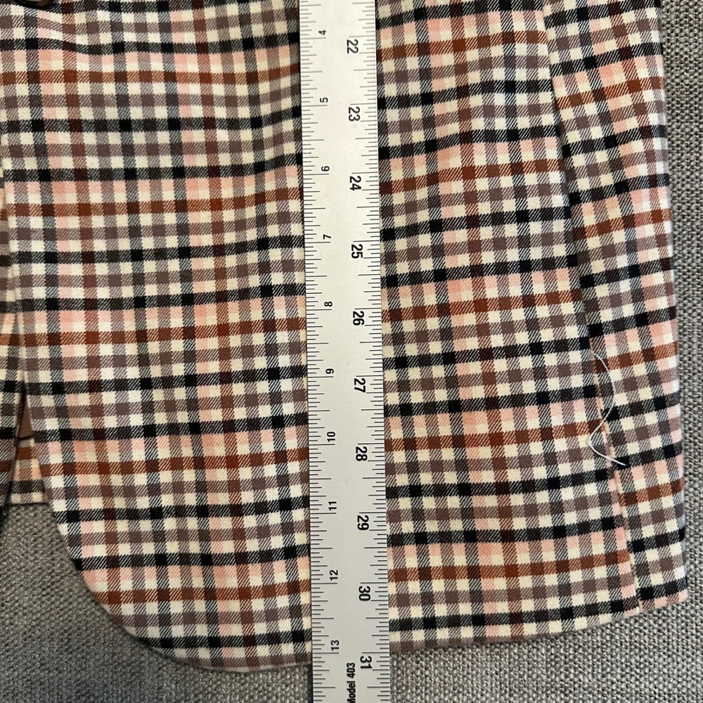A New Day Blazer Women Medium Brown Plaid  Two Button Tailored Jacket - Picture 8 of 11